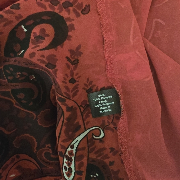 Lane Bryant 22/24 Beaded Red Paisley Dolman Sleeve Chiffon Blouse - Picture 4 of 8